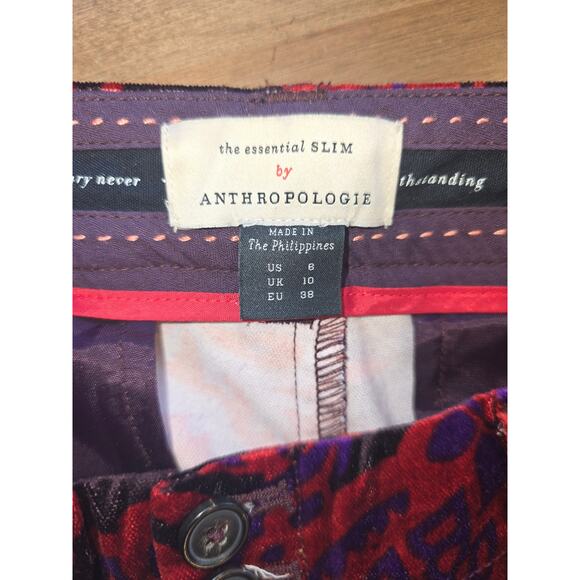 The Essential Slim by Anthropologie Festive Floral Velvet Pants size 6 - Picture 8 of 9